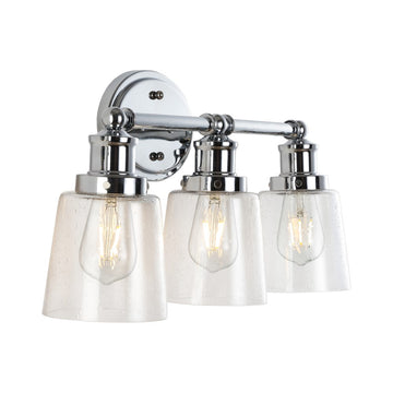 Beverly Iron/Seeded Glass Classic Cottage LED Vanity Light - JONATHAN Y